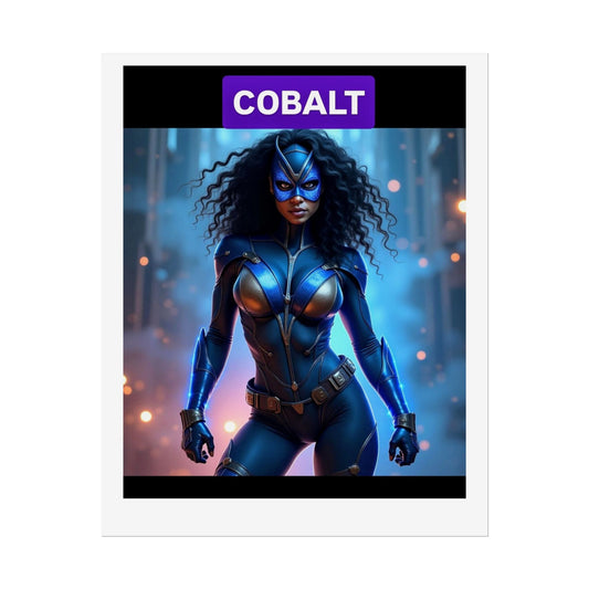 Cobalt Superhero Art Print, Framed Hero Decoration, Comic Wall Art, Gift for Superhero Fans, Unique Bedroom Decor