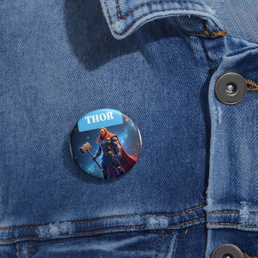Custom Thor Pin Buttons, Superhero Accessories, Comic Book Collectible, Fun Party Favors, Unique Gifts for Fans, Personalized Button