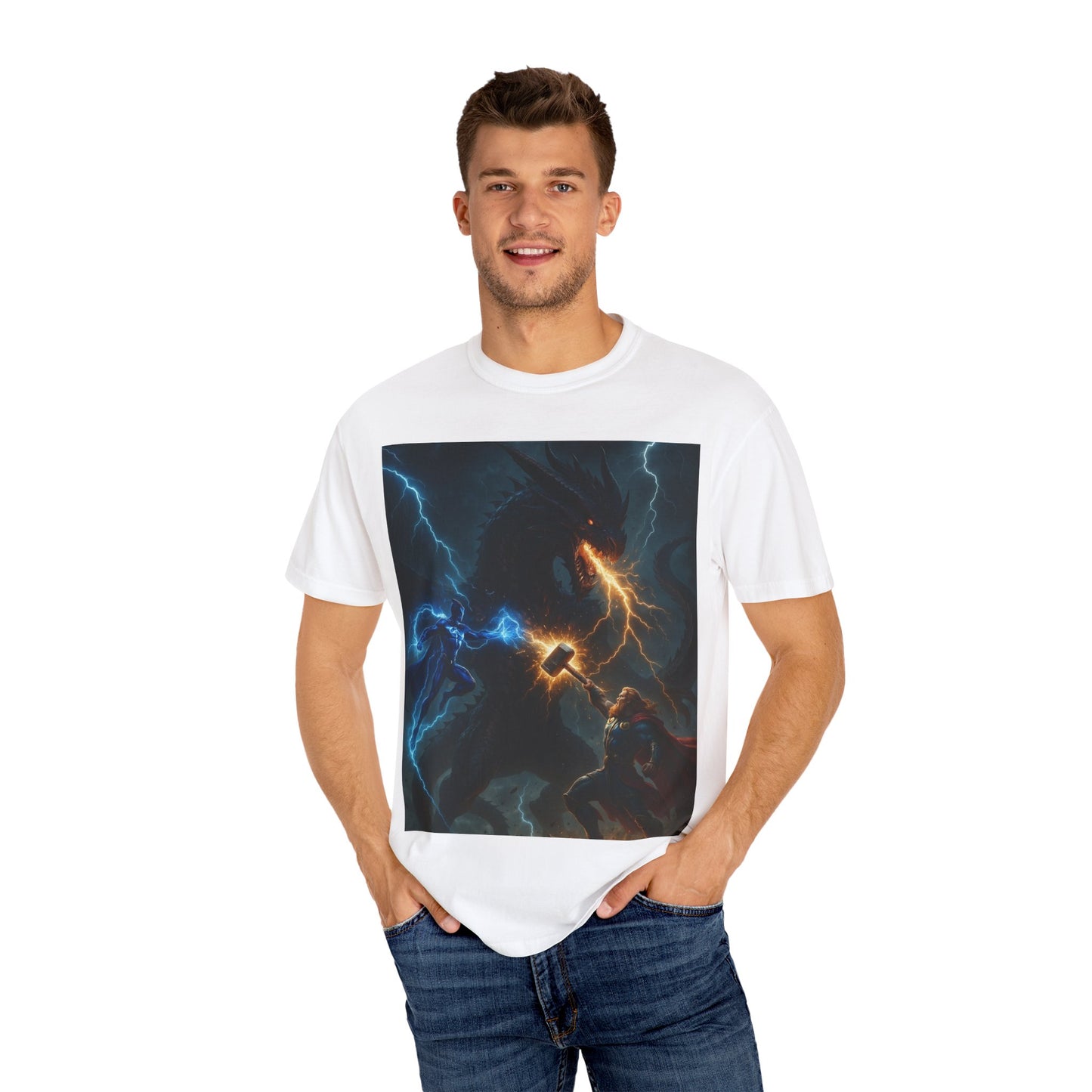 Epic Fantasy Lightning T-shirt, Unisex Graphic Tee, Gift for Gamers, Casual Wear, Fantasy Artwork, Unique Design Tee