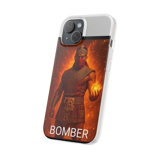Bomber Phone Case, Fire-themed Flexi Case, Unique Phone Accessory, Gift for Gamers, Stylish Mobile Cover