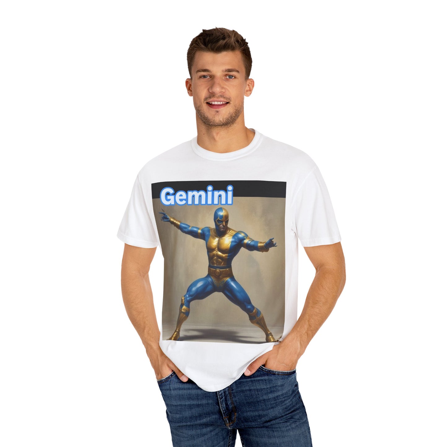 Gemini Superhero T-Shirt, Unisex Graphic Tee, Astrology Shirt, Gift for Birthday, Zodiac Clothing, Fun Casual Wear