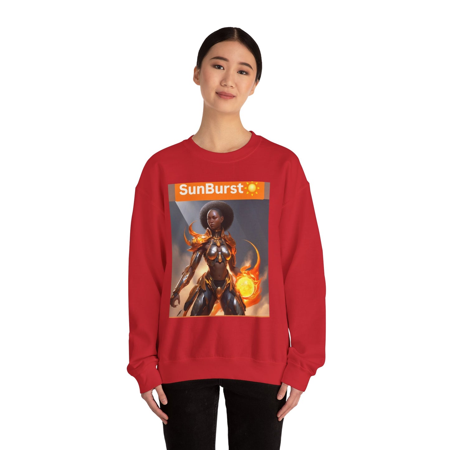 SunBurst Solar Mage Sweatshirt - Afro-Futurist Flame Armor Crewneck