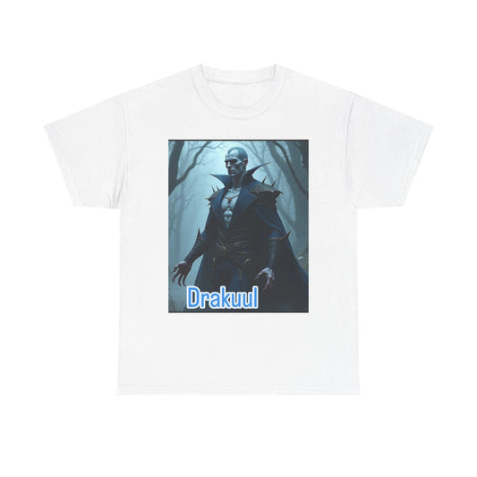 Vampire Graphic Tee, Unisex Heavy Cotton T-Shirt, Halloween Costume Top, Gothic Apparel, Horror Fan Gift, Drakuul Design