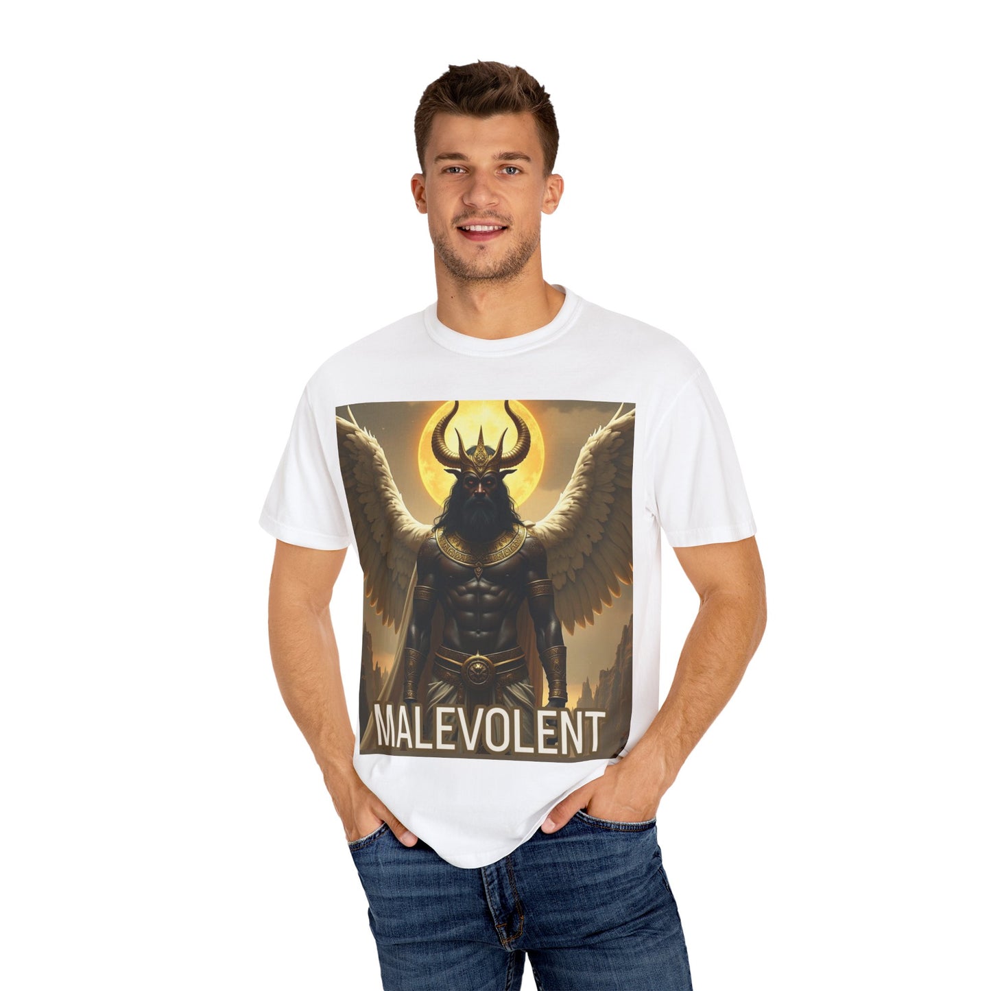 Malevolent Unisex Garment-Dyed T-Shirt, Gothic Tee, Casual Streetwear, Halloween Apparel, Fantasy Fans Shirt, Unique Graphic Shirt
