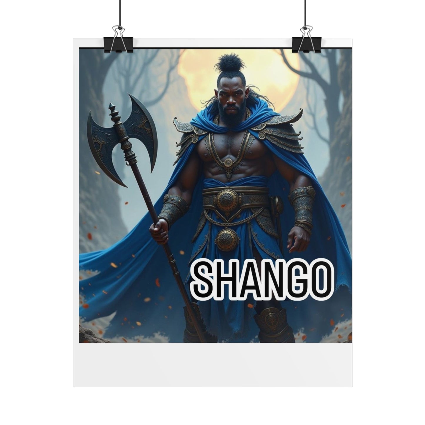 Shango God of Thunder Rolled Poster, African Mythology Wall Art, Unique Home Decor, Gift for Mythology Enthusiasts, Celebratory Artwork
