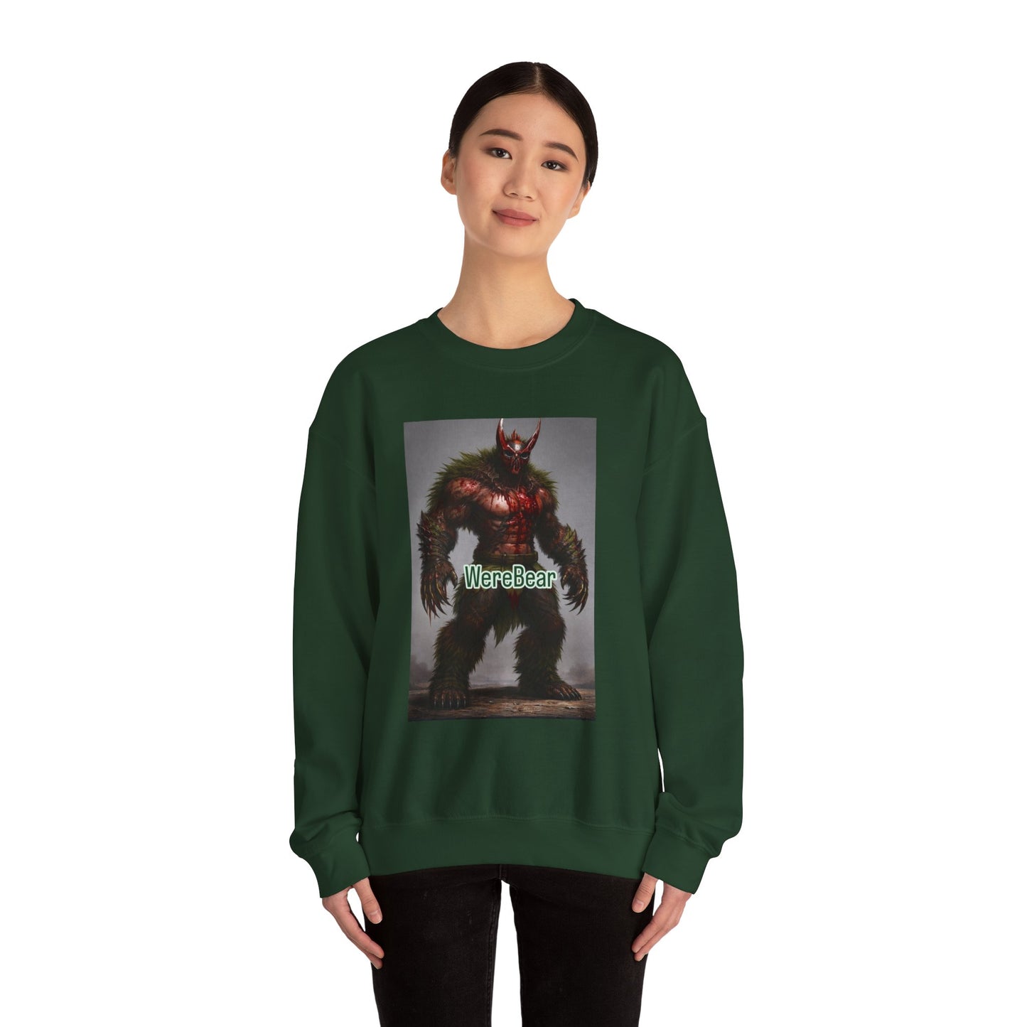 Werebear Graphic Sweatshirt — Monster Bear Illustration Crewneck