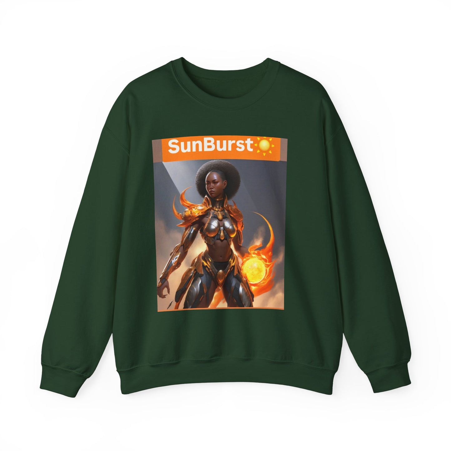 SunBurst Solar Mage Sweatshirt - Afro-Futurist Flame Armor Crewneck