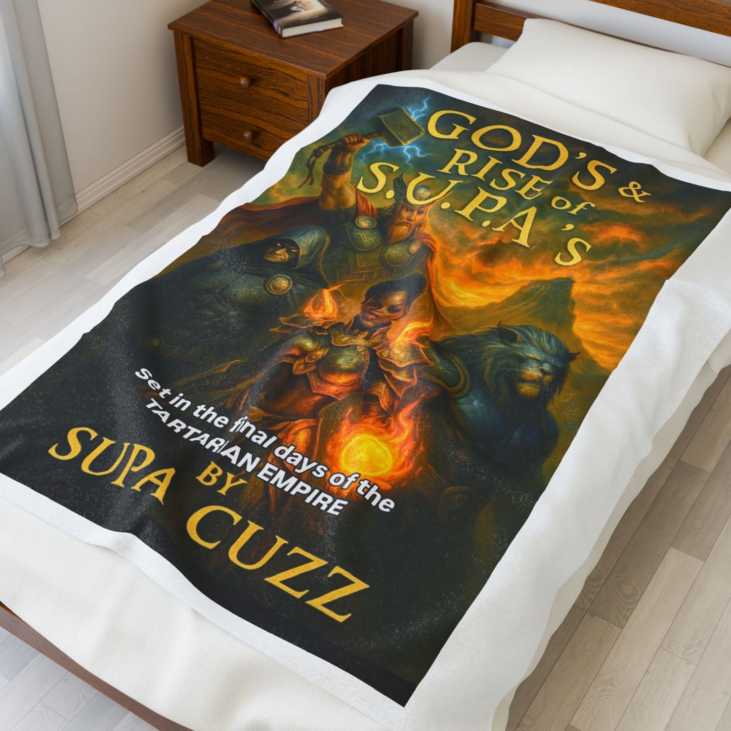 SUPAVERSE Plush Blanket — 'God's & Rise of S.U.P.A.' Book Cover Design by Supa Cuzz