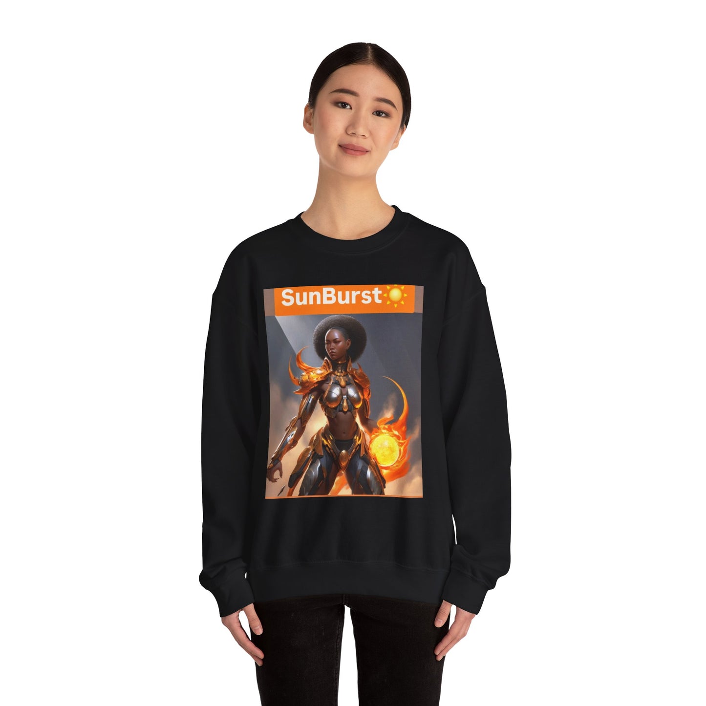 SunBurst Solar Mage Sweatshirt - Afro-Futurist Flame Armor Crewneck