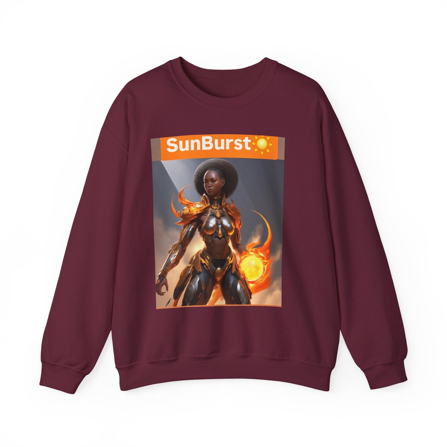 SunBurst Solar Mage Sweatshirt - Afro-Futurist Flame Armor Crewneck