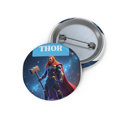 Custom Thor Pin Buttons, Superhero Accessories, Comic Book Collectible, Fun Party Favors, Unique Gifts for Fans, Personalized Button