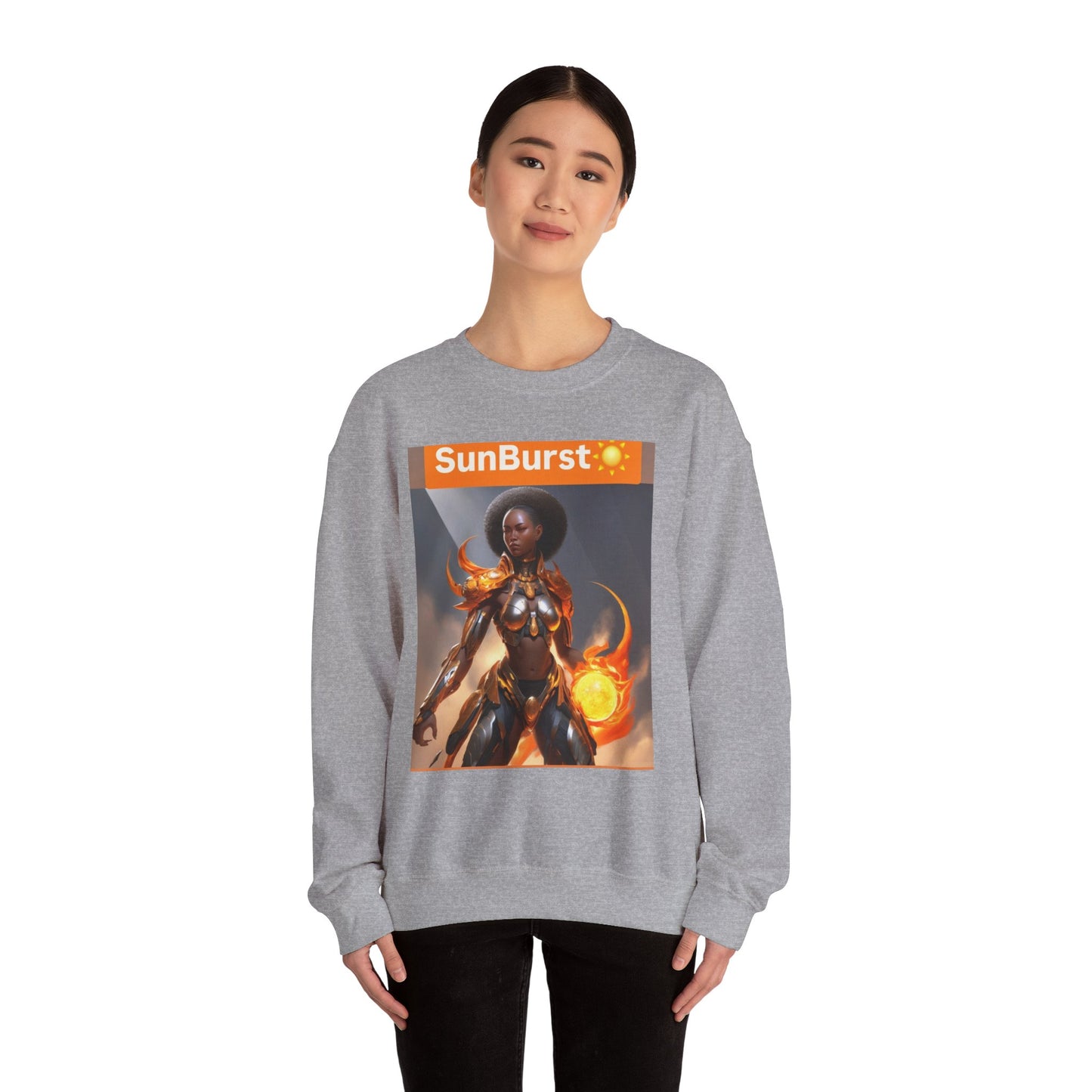 SunBurst Solar Mage Sweatshirt - Afro-Futurist Flame Armor Crewneck