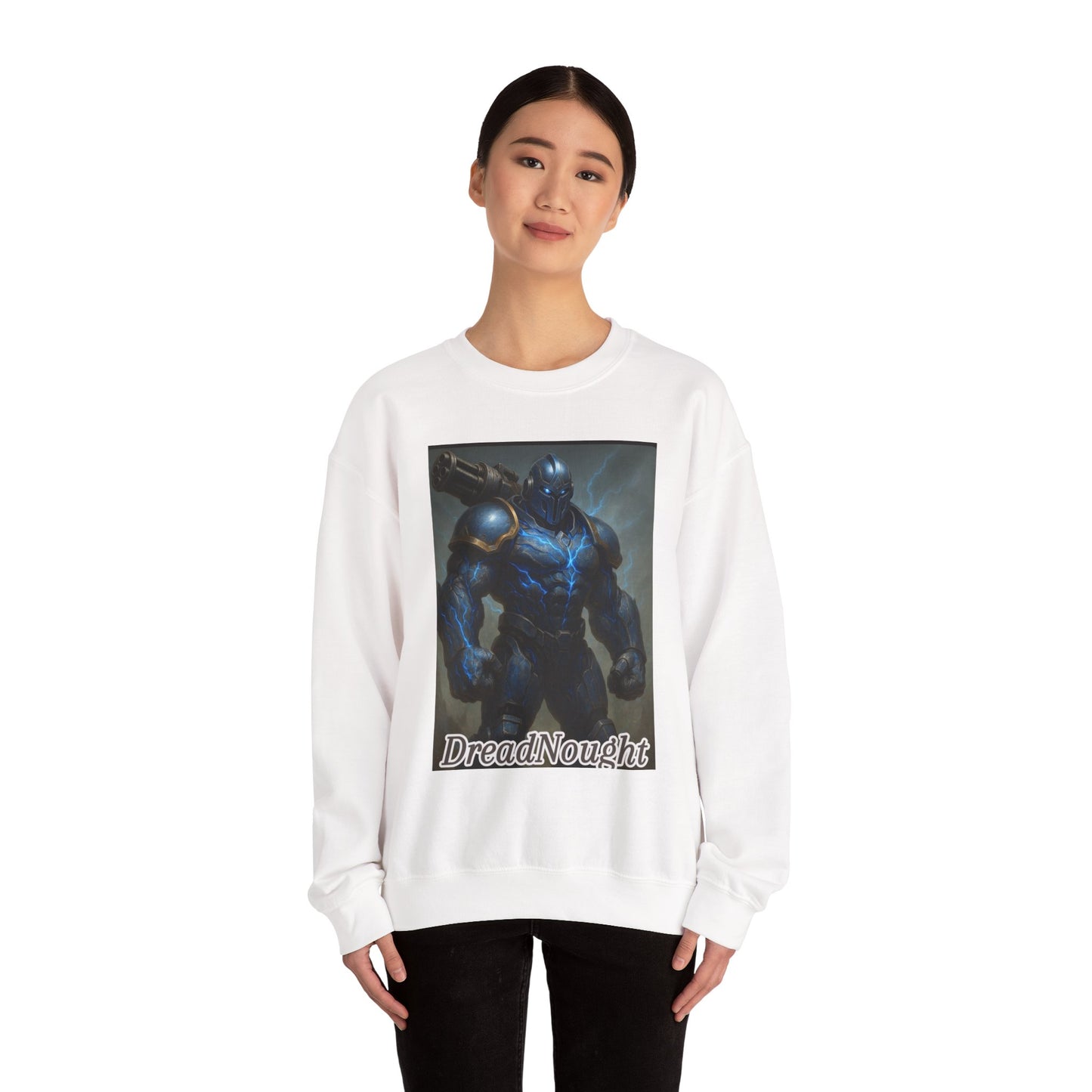 Dreadnought Graphic Sweatshirt — Futuristic Armored Robot Crewneck
