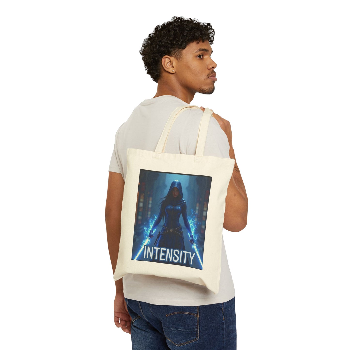 Intensity Graphic Cotton Canvas Tote Bag, Eco-Friendly Shopping Bag, Movie Lovers Gift, Stylish Grocery Totes, Studio Art Tote