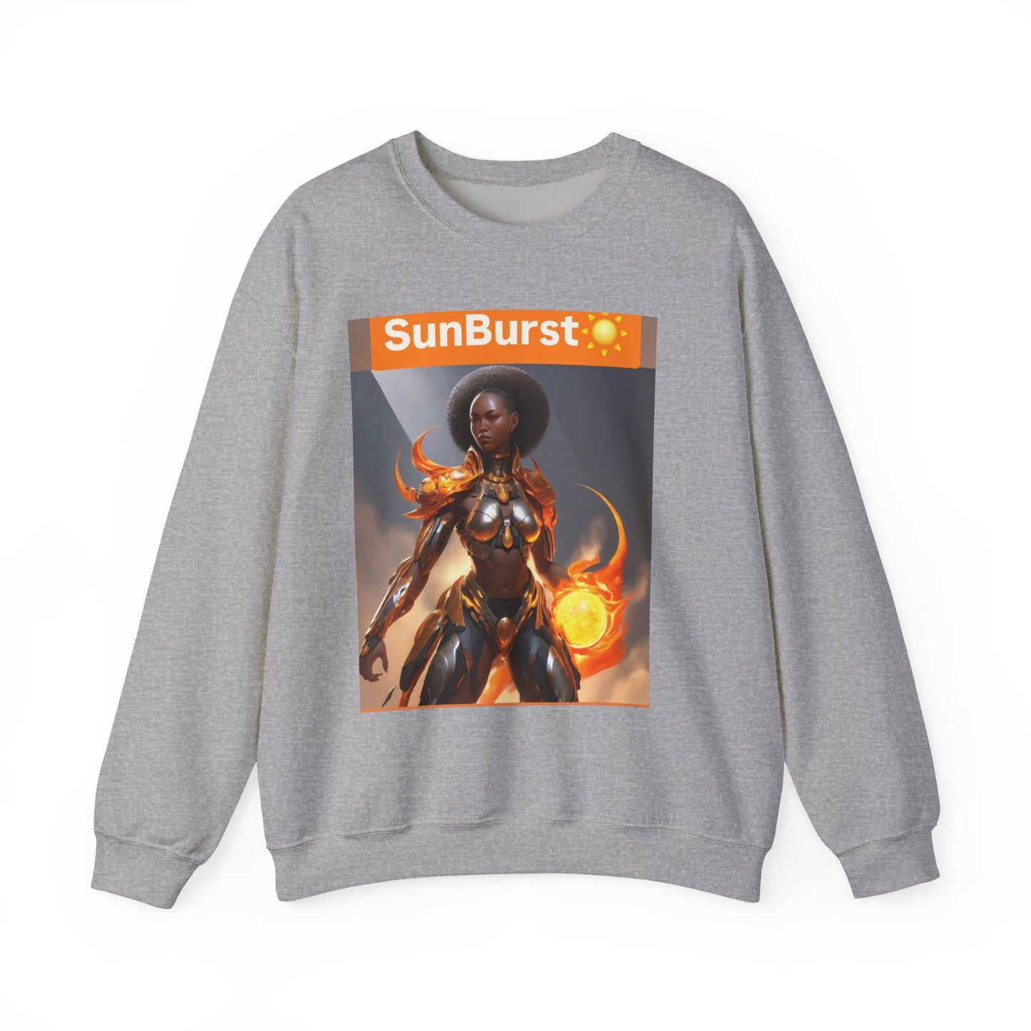 SunBurst Solar Mage Sweatshirt - Afro-Futurist Flame Armor Crewneck