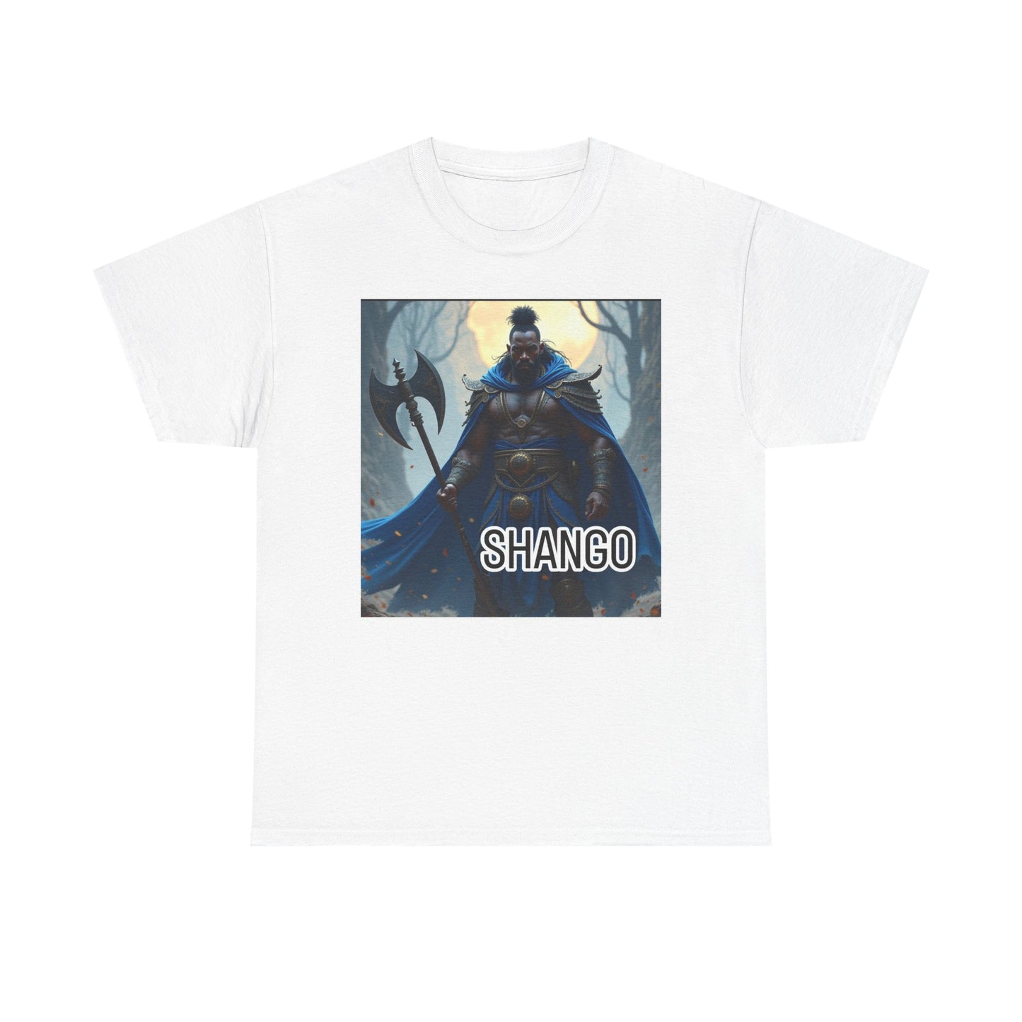 Shango Unisex Heavy Cotton Tee, Mythology T-Shirt, Casual Wear, Gifts for Gamers, Fantasy Apparel, Unique Graphic Tee