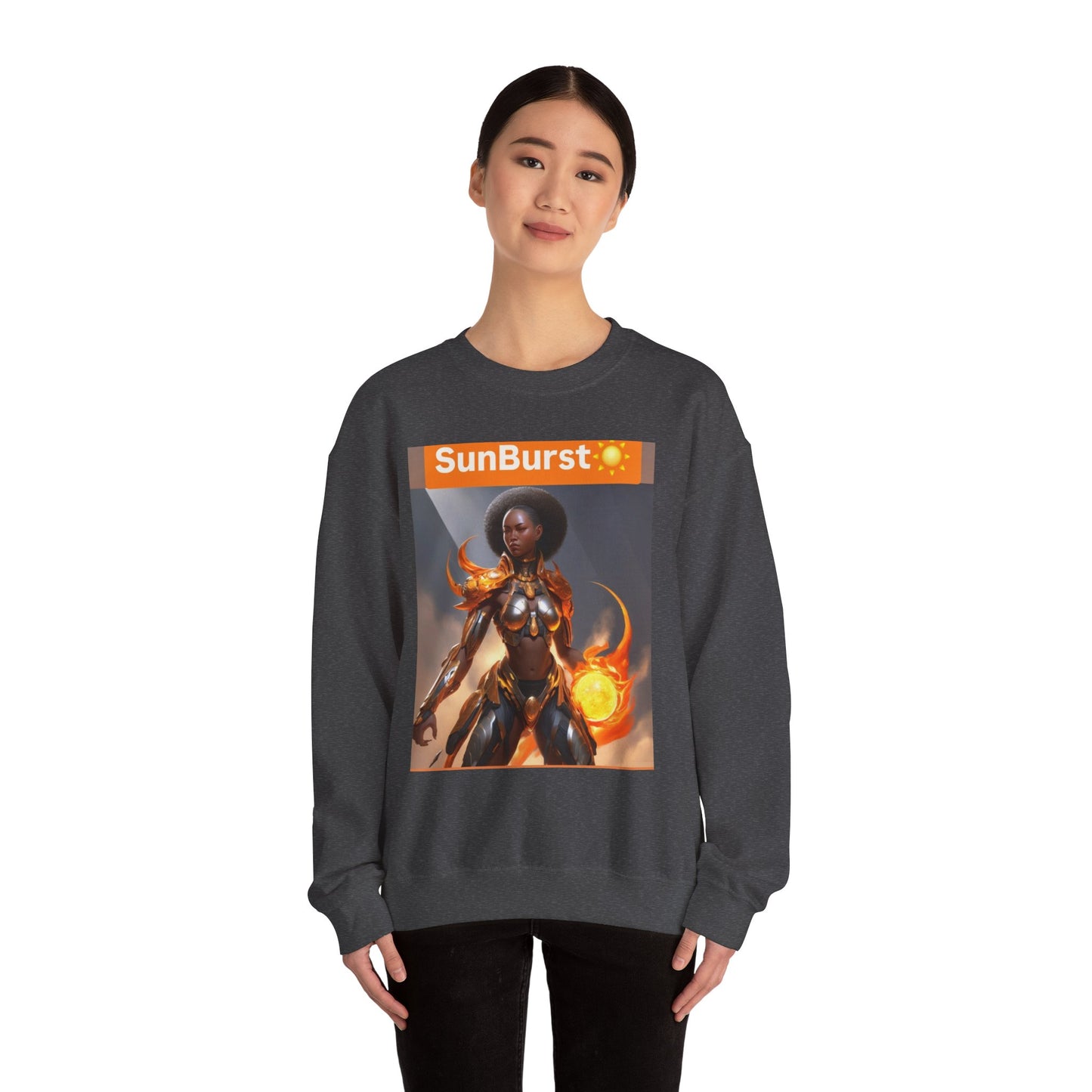 SunBurst Solar Mage Sweatshirt - Afro-Futurist Flame Armor Crewneck