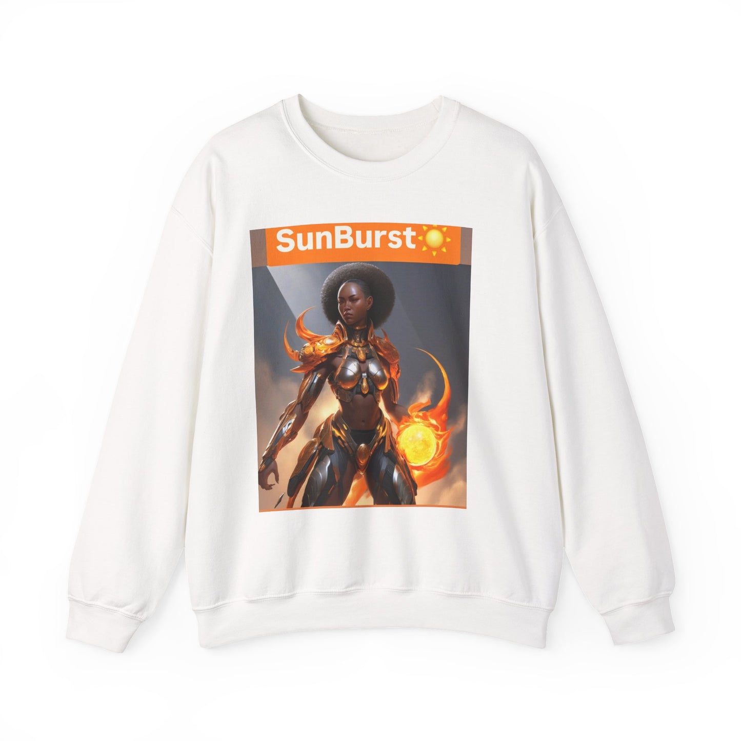 SunBurst Solar Mage Sweatshirt - Afro-Futurist Flame Armor Crewneck