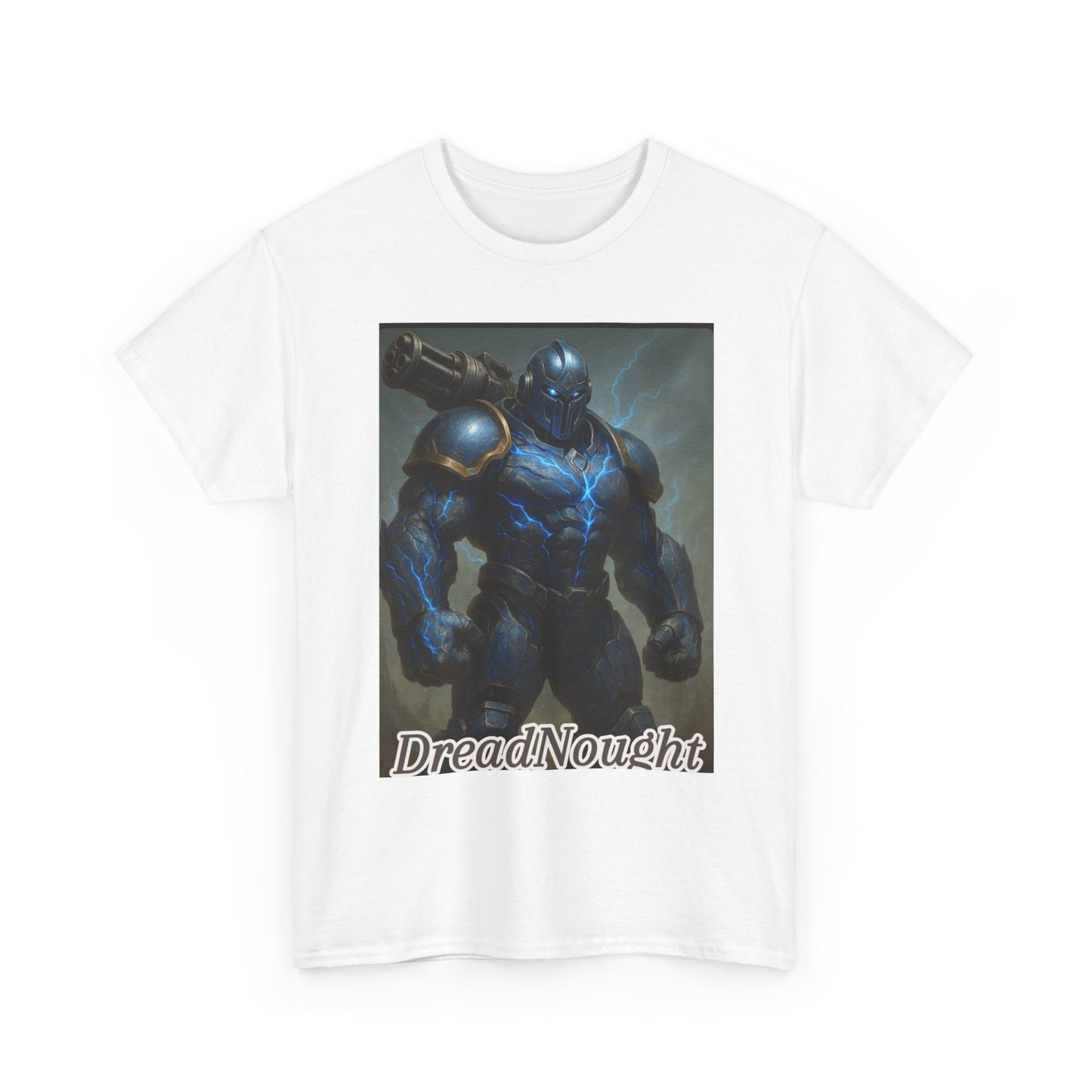 Dreadnought Warrior Tee — Armored Blue Fantasy Graphic T-Shirt