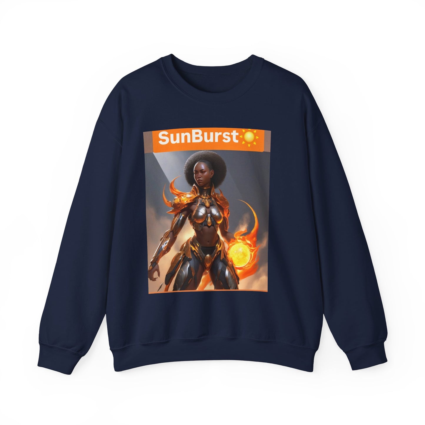 SunBurst Solar Mage Sweatshirt - Afro-Futurist Flame Armor Crewneck