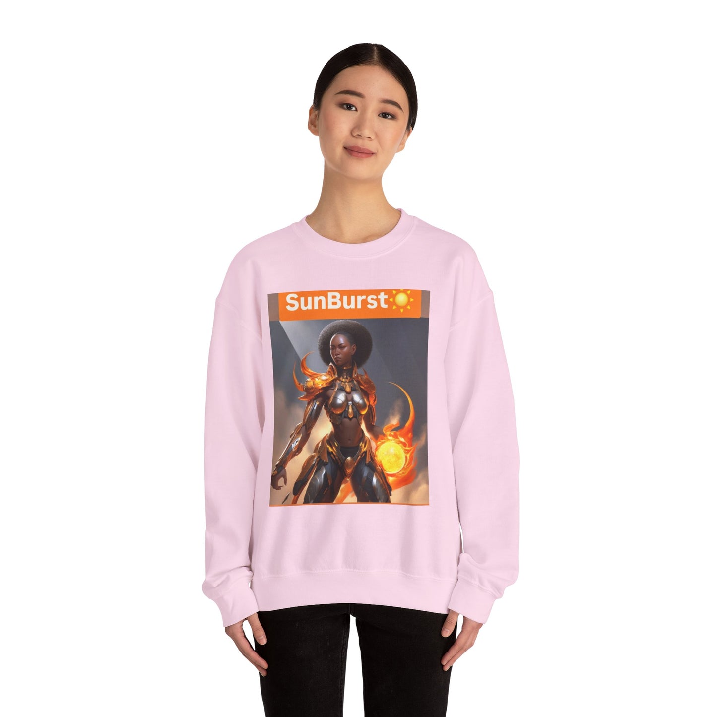 SunBurst Solar Mage Sweatshirt - Afro-Futurist Flame Armor Crewneck