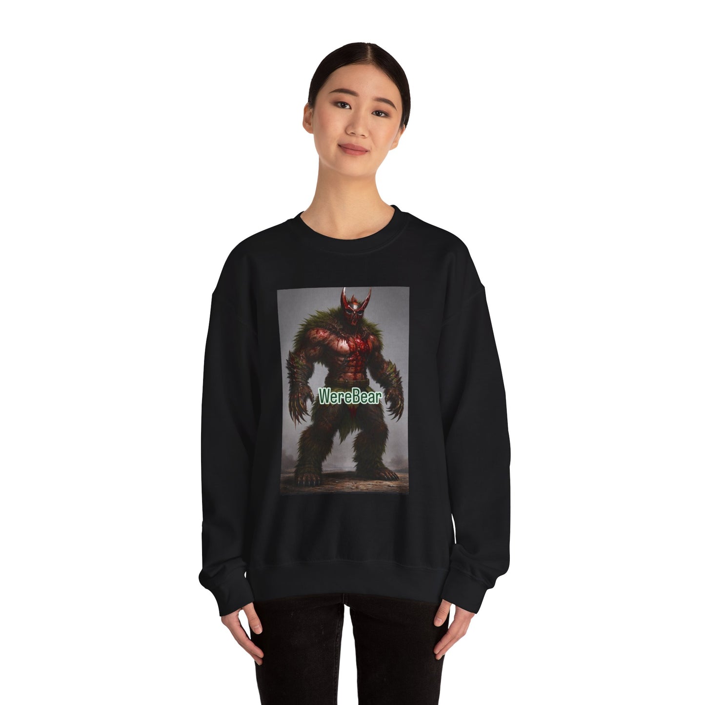 Werebear Graphic Sweatshirt — Monster Bear Illustration Crewneck