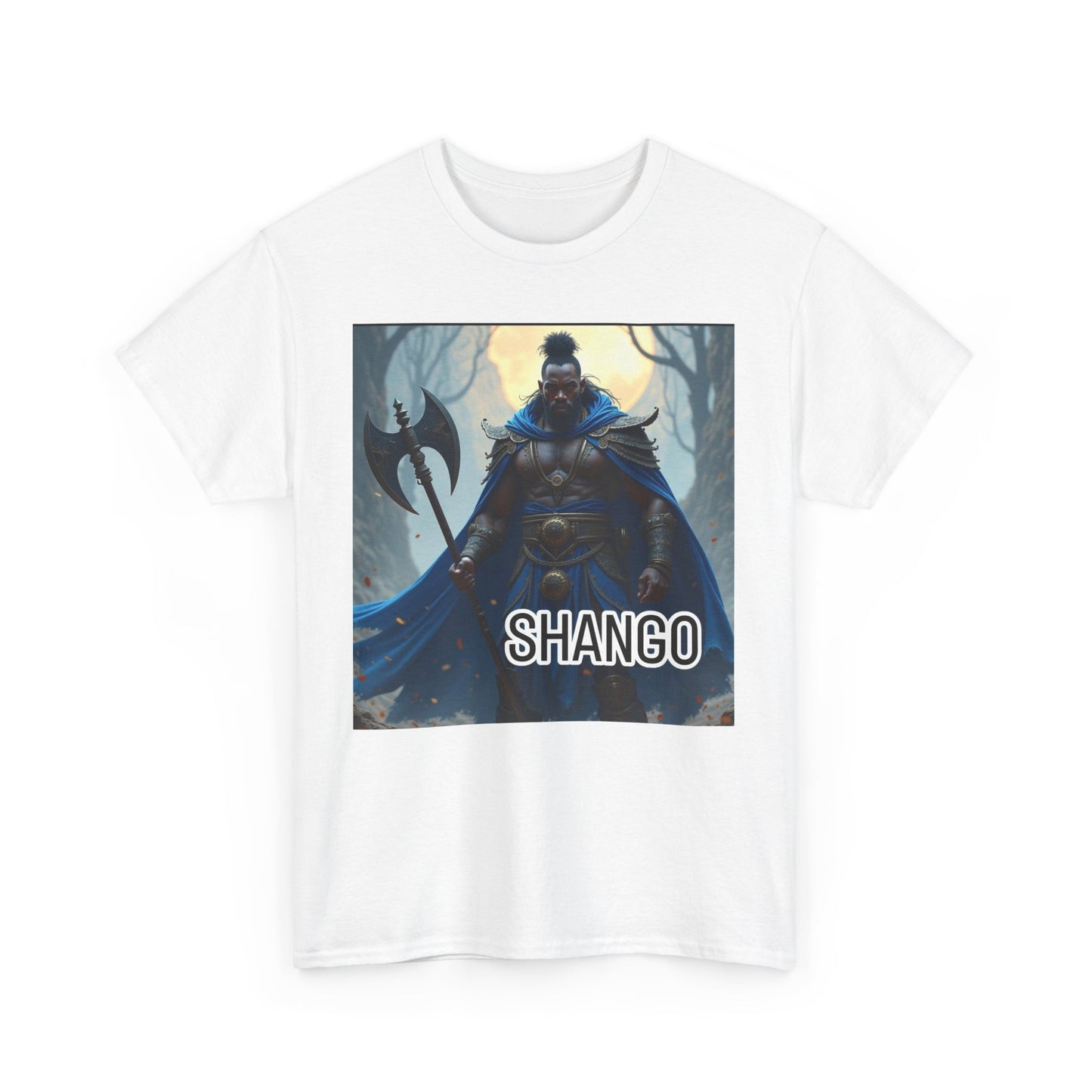 Shango Unisex Heavy Cotton Tee, Mythology T-Shirt, Casual Wear, Gifts for Gamers, Fantasy Apparel, Unique Graphic Tee
