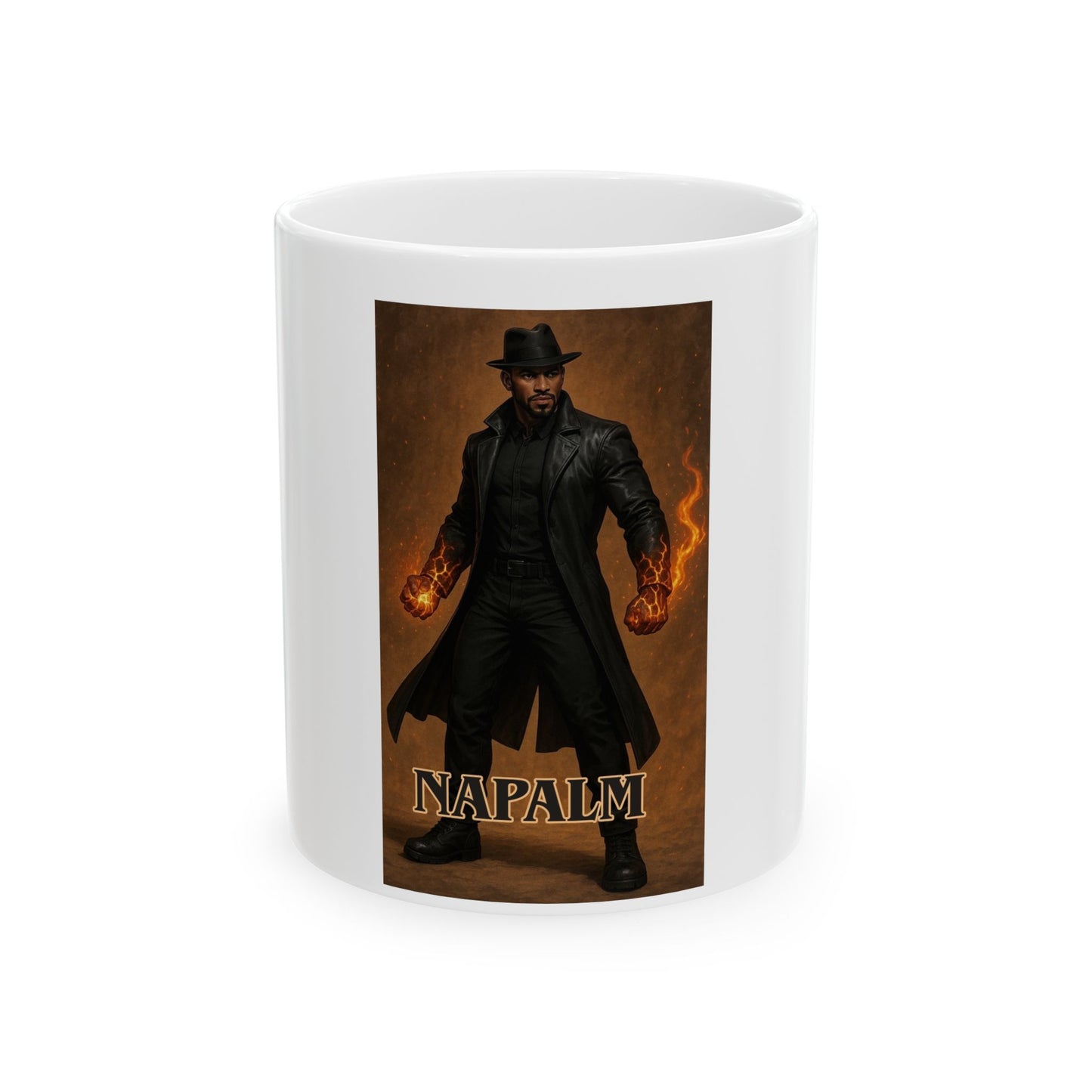 Napalm Fire Mage Ceramic Mug — Fantasy Magic Coffee Cup (11oz & 15oz)