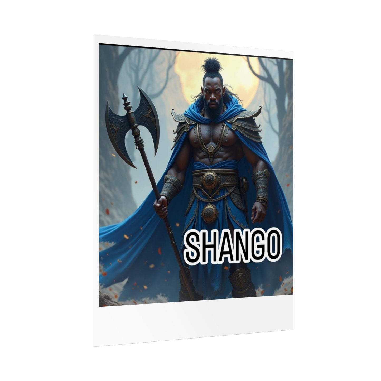 Shango God of Thunder Rolled Poster, African Mythology Wall Art, Unique Home Decor, Gift for Mythology Enthusiasts, Celebratory Artwork